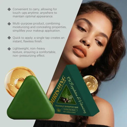 Vista 5 de Barra de champú triangular nutritiva a base de hierbas para cabello dañado – Crecimiento del cabello, reparación, control de aceite, limpieza