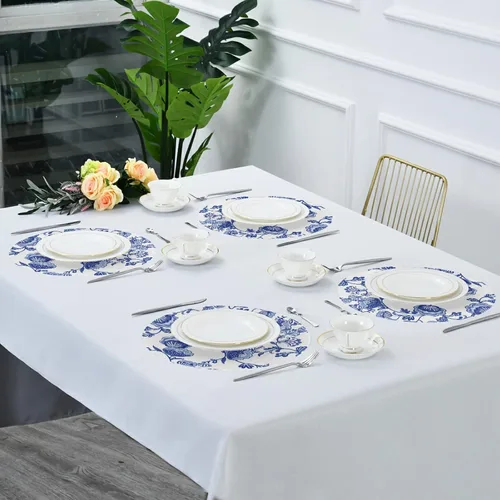 Vista 5 de susiyo Juego de 6 manteles individuales redondos, estilo chinoiserie, con flores coloridas, manteles individuales de poliéster de 15 pulgadas
