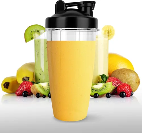 Vista 3 de NutriChef Vaso de mezcla grande de 24 onzas – Piezas de repuesto Contenedor de mezcla Tritan transparente con tapa para sorber y sellar, funciona