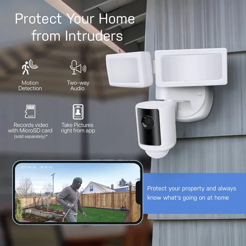Vista 9 de Feit Electric SEC3000/CAM/WIFI Cámara de seguridad LED inteligente para exteriores con sensor de movimiento, audio bidireccional, reflector de 39