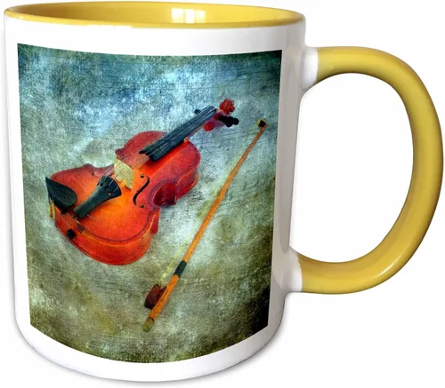 Vista 13 de 3dRose Violin by Angelandspot 15oz Two-Tone Black Mug