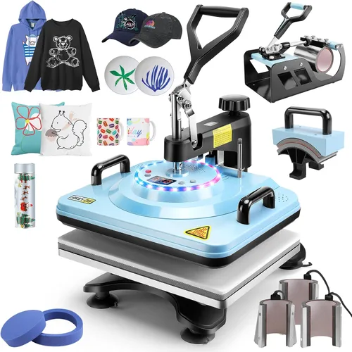 Vista 12 de AKEYDIY Máquina de Prensa de Calor 5 en 1 Mejorada para Camisetas 12X15 Pulgadas, Máquina de Prensa de Camisetas con Giro de 360° para Sublimación