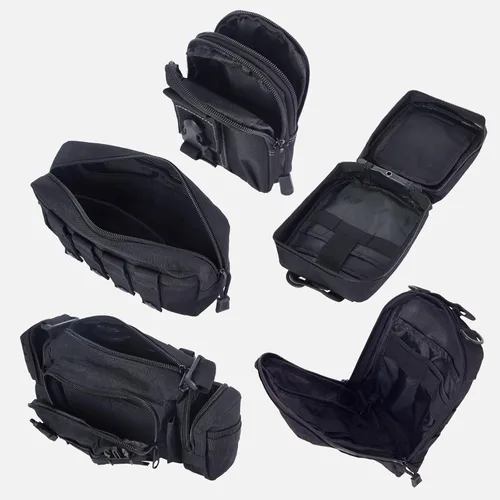 Vista 7 de Organizador táctico universal para respaldo de asiento, panel Molle para vehículo, bolsa de almacenamiento con 5 bolsas Molle desmontables