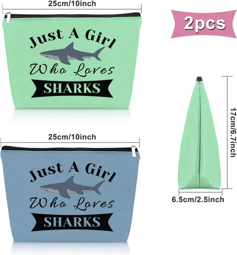 Vista 2 de Sazuwu Regalos de tiburones para los amantes de los tiburones bolsa, azul y verde