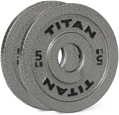Vista 10 de Titan Fitnes Cast Iron Olympic Plates, Classic Weight Plate Design, Hammer Finish