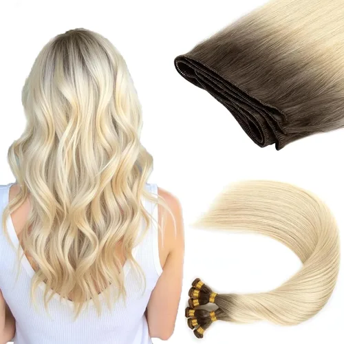 Vista 15 de ABH AMAZINGBEAUTY HAIR Extensiones de cabello humano Remy real para coser, atadas a mano, color negro azabache de 18 pulgadas, para mujer, 1.76 onzas