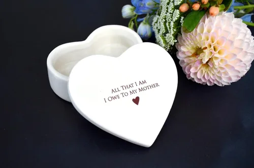 Vista 6 de Regalo para mamá de Susabella - Regalo de boda para madre de la novia o madre del novio, caja de cerámica para recuerdos en forma de corazón o caja