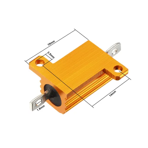 Vista 3 de uxcell 2 piezas de resistencia de caja de aluminio 10W 50 ohmios bobinado para convertidor LED con poste de varilla 10W50RJ