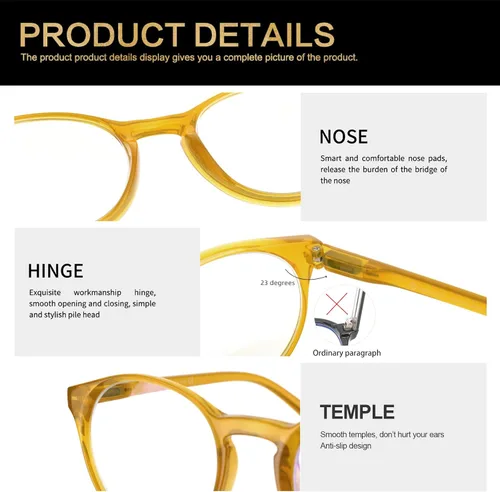 Vista 4 de K KENZHOU gafas de bloqueo de luz azul mujeres borde redondo marco gafas