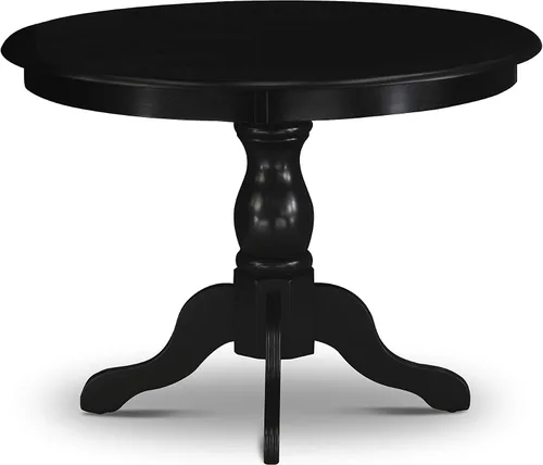 Vista 5 de East West Furniture HBEL3-ABK-35 - Juego de mesa y sillas de cocina de 3 piezas que contiene una mesa de comedor redonda con pedestal y 2 sillas