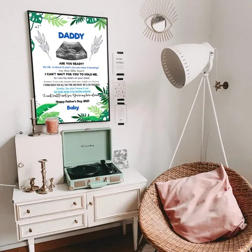 Vista 5 de Marco de fotos personalizado para el primer día del padre, foto de ultrasonido personalizado, póster de bebé, decoración de pared para papá por