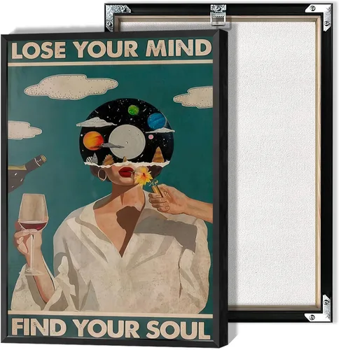 Vista 18 de Póster vintage con texto en inglés «Lose Your Mind Find Your Soul» («Lose Your Mind Find Your Soul») con cita inspiradora, arte de pared, arte