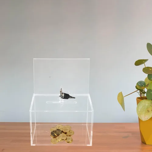 Vista 8 de GANAZONO Caja de donación transparente con candado, caja de sugerencia, caja de sugerencia, caja de comentarios, almacenamiento de cartas de queja