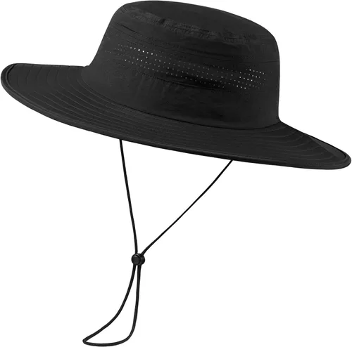 Vista 9 de Sombrero de cubo de sol con ala plegable UPF 50+ resistente al agua con malla perforada láser ajustable para hombres y mujeres al aire libre Caqui