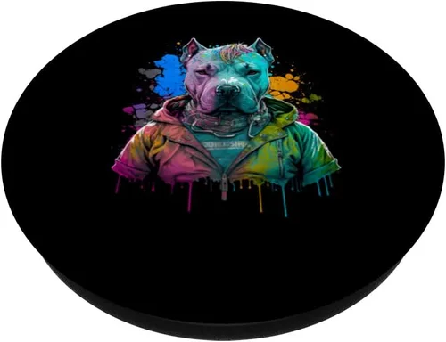 Vista 2 de Rockstar rock and roll Dogo argentino PopSockets intercambiables PopGrip