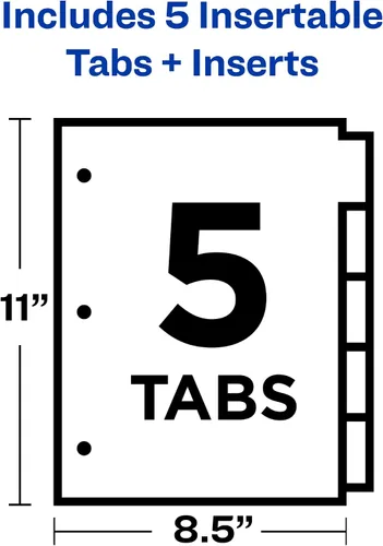 Vista 5 de Avery Separadores insertables Big Tab, papel pulido, 5 pestañas multicolor, 1 juego (23280)