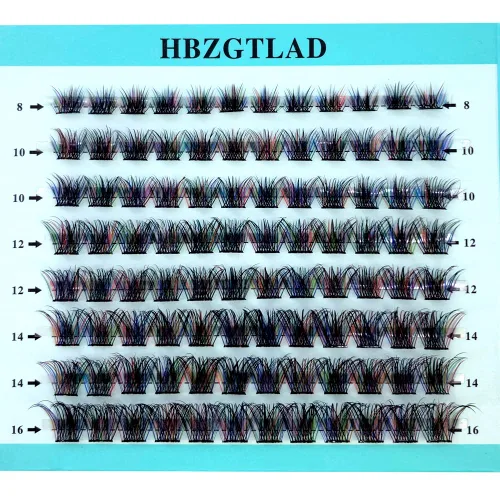 Vista 8 de Mezcla de pestañas postizas 3D esponjosas de un solo racimo, abanicos de volumen, pestañas individuales segmentadas naturales para extensión
