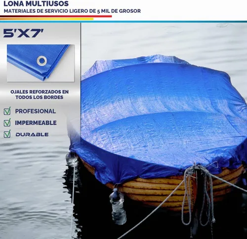 Vista 2 de Windscreen4less lona multiuso de 5 ml, impermeable de poliéster, de color azul, Azul