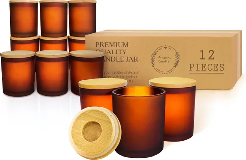 Vista 10 de Aroparc Tarros de velas a granel con tapas, 12 frascos de 10 onzas para hacer velas, transparentes aptos para lavavajillas