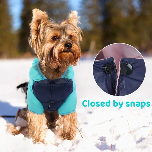 Vista 6 de FUAMEY Chaqueta acolchada para cachorros, chaleco acolchado cálido para la nieve para mascotas, ropa para perros a prueba de viento, impermeable