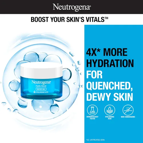 Vista 2 de Neutrogena Hydro Boost - Gel de agua hidratante facial diario con ácido hialurónico, 1.7 onzas líquidas, gel limpiador facial hidratante Hydro Boost
