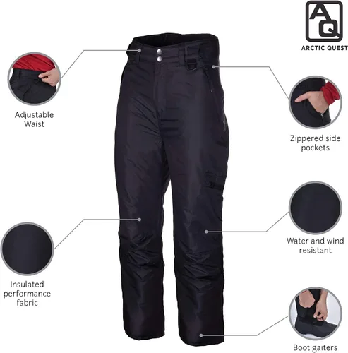 Vista 4 de Arctic Quest Pantalones de snowboard impermeables para hombre, para esquí, snowboard, senderismo, al aire libre, con cremallera, resistentes al