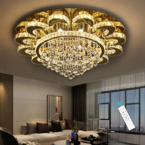 Vista 10 de HAIXIANG Lámpara de araña moderna para sala de estar, lámparas de araña glamurosas, lámpara de techo con control remoto, luces regulables, 32 Negro