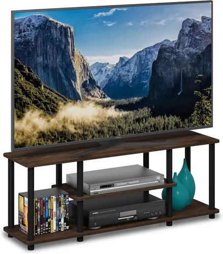 Vista 18 de Furinno Turn-N-Tube - Soporte para televisor de 3 niveles, 3D, sin herramientas, para televisores de hasta 50 pulgadas, con tubos cuadrados