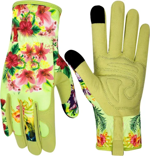 Vista 35 de Guantes de Jardinería de Cuero MERTURN para Mujeres, Guantes de Jardín a Prueba de Espinas, Guantes de Trabajo Compatibles con Pantalla Táctil