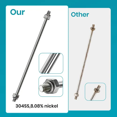 Vista 2 de Varilla de acero inoxidable de 6 pulgadas para válvula de flotador, diámetro de 1/5 pulgadas con roscas de 1/4 a 20, compatible con válvulas