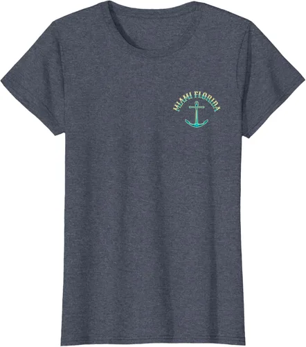 Vista 22 de Camiseta con diseño de pesca en la parte delantera y trasera de Miami Florida USA, Negro