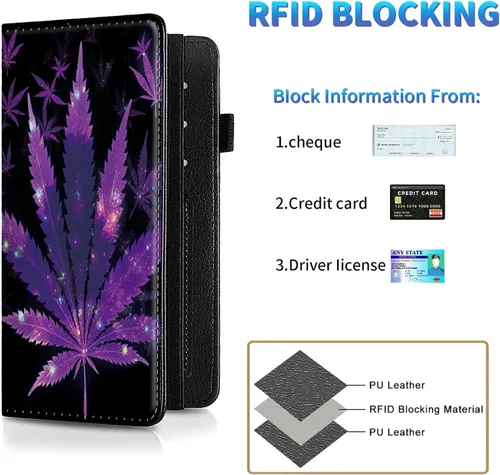 Vista 54 de Funda para chequera para hombres y mujeres, cartera de cuero RFID con ranuras para tarjetas de crédito, soporte de cheques duplicados personales