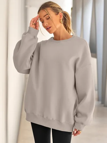 Vista 2 de EFAN - Sudaderas extragrandes para mujer, de vellón con capucha y cuello redondo, suéteres informales y cómodos, ropa de moda para invierno