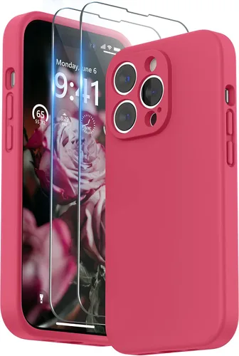 Vista 21 de SURPHY Funda diseñada para iPhone 14 Pro Max con protector de pantalla, (con protección de cámara y forro de microfibra suave), funda de silicona