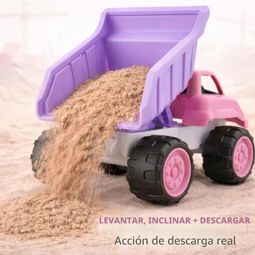 Vista 3 de Liberty Imports Camión volquete grande de plástico en color rosa para niños pequeños y niñas – Volquete inclinable grande, vehículo de juguete
