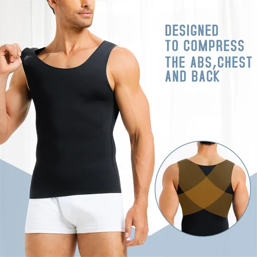 Vista 4 de TAILONG Camisas de compresión de ginecomastia para hombre, fajas moldeadoras para adelgazar el cuerpo, chaleco sin mangas, fajas para hombres