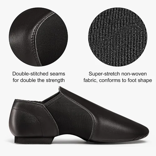 Vista 5 de ARCLIBER Zapatos de jazz para mujer, para niños grandes, de cuero, para Negro