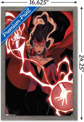 Vista 3 de Trends International Marvel Comics - Póster de pared de Bruja Escarlata #2 de Bruja Escarlata, 14.725 x 22.375 pulgadas, versión enmarcada de madera
