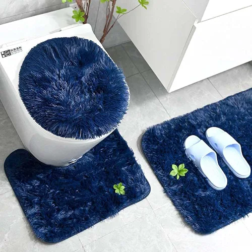 Vista 8 de Juego de 3 tapetes de baño para baño, suaves, antideslizantes, suaves, en forma de U, tapete para inodoro, tapete de baño y tapa de inodoro