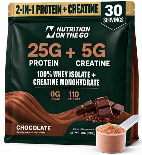 Vista 7 de Paquetes de viaje 2 en 1 con aislamiento de proteína de suero + creatina, chocolate, paquete de 6