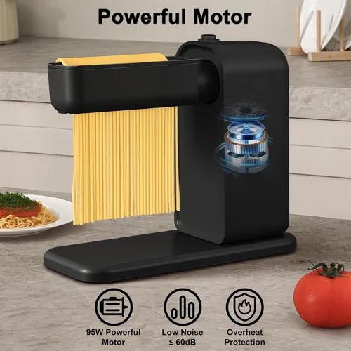 Vista 4 de Máquina eléctrica para hacer pasta, máquina para hacer pasta 3 en 1, incluye rodillo de pasta cortador de espaguetis y cortador de fettuccine