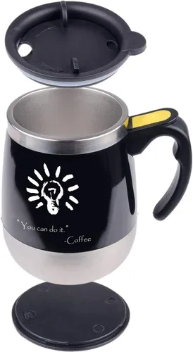 Vista 7 de Taza de café autoagitable – Taza de acero inoxidable de mezcla automática – Para remover tu café, té, chocolate caliente, leche, batido