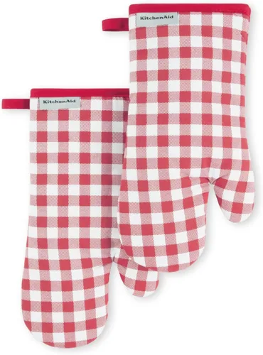 Vista 12 de KitchenAid Juego de 2 manoplas de horno Gingham Aqua Sky, 7 x 13 pulgadas