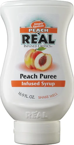 Vista 2 de Reàl - Jarabe con infusión de puré de durazno Exotics, 16.9 onzas líquidas, paquete de 3 Deep Peach Flavor, Ideal for Cocktails, Mocktails