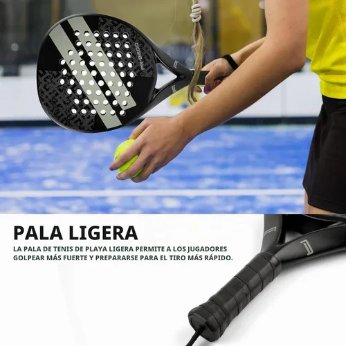 Vista 4 de Juego de 2 raquetas de pádel con superficie de fibra de carbono EVA Memory Flex Núcleo de espuma de pádel ligeras