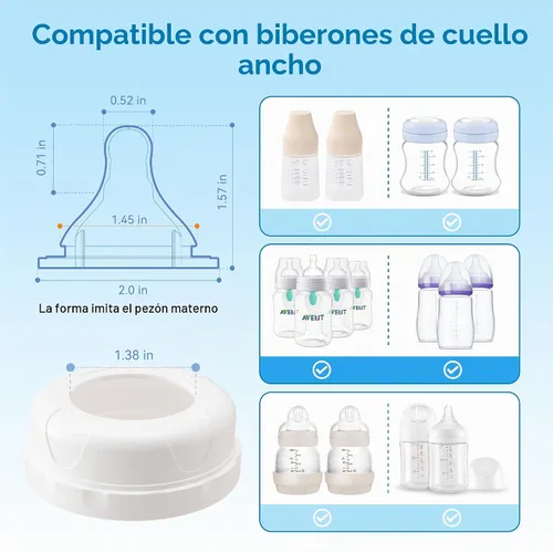 Vista 2 de Tetinas de biberón de flujo rápido nivel 4, 29.5 ft+, compatible con biberón de cuello ancho, 9