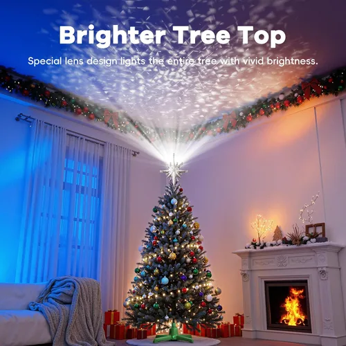 Vista 3 de Proyector de Adorno para Árbol de Navidad 2025 Actualizado con Luz LED Rotativa Brillante y Cobertura Amplia, Ajuste Universal para Árboles