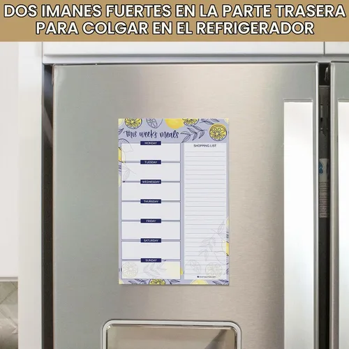 Vista 5 de bloom daily planners - Bloc de notas semanal para planificar las comidas con imanes para el refrigerador, incluye una «Lista de compras de Limones