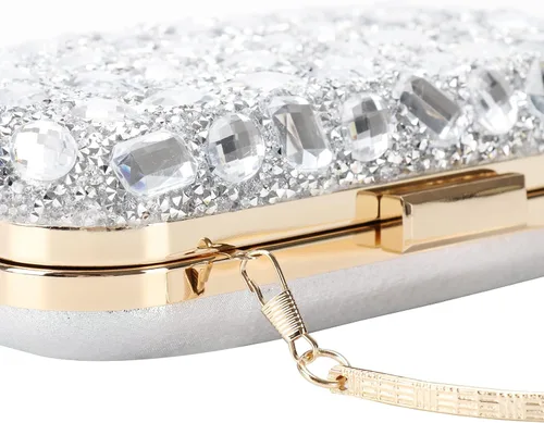 Vista 3 de Bolso de noche con lentejuelas brillantes y diamantes de imitación para mujer, bolso de hombro para boda, fiesta, baile de graduación