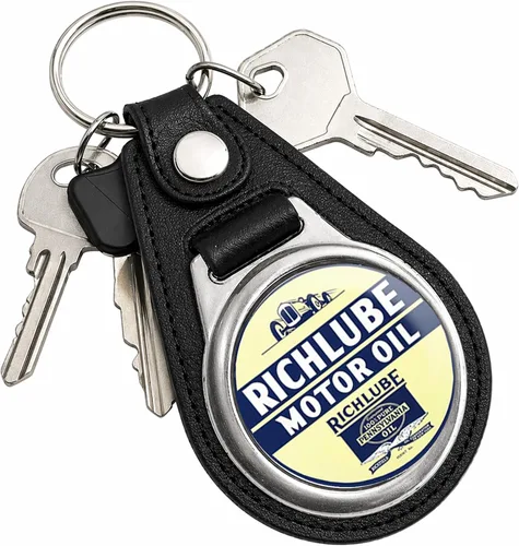 Vista 10 de Brotherhood Round Key Chain for Vintage Motor Oil, Petroleum, and